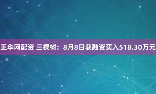 正华网配资 三棵树：8月8日获融资买入518.30万元